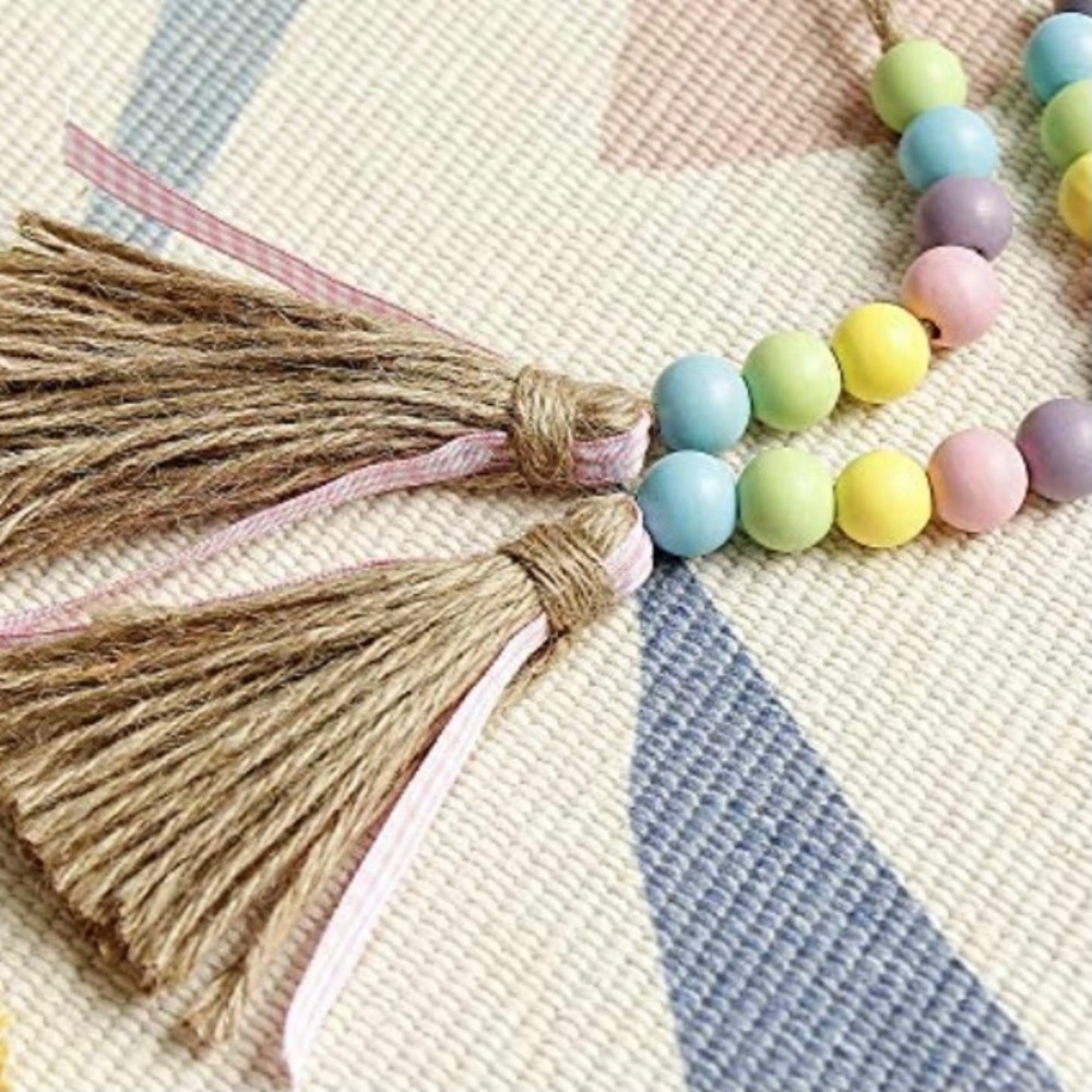 Spring Farmhouse Wood Bead Garland